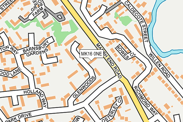MK16 0NE map - OS OpenMap – Local (Ordnance Survey)