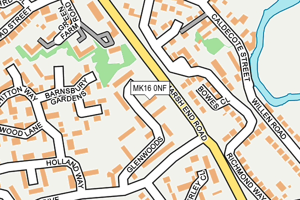 MK16 0NF map - OS OpenMap – Local (Ordnance Survey)