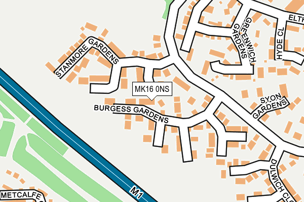 MK16 0NS map - OS OpenMap – Local (Ordnance Survey)