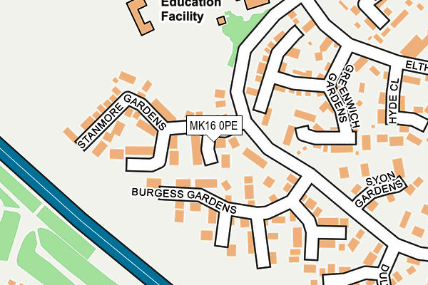 MK16 0PE map - OS OpenMap – Local (Ordnance Survey)