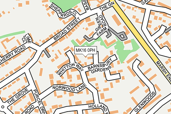 MK16 0PH map - OS OpenMap – Local (Ordnance Survey)