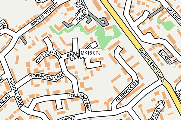 MK16 0PJ map - OS OpenMap – Local (Ordnance Survey)