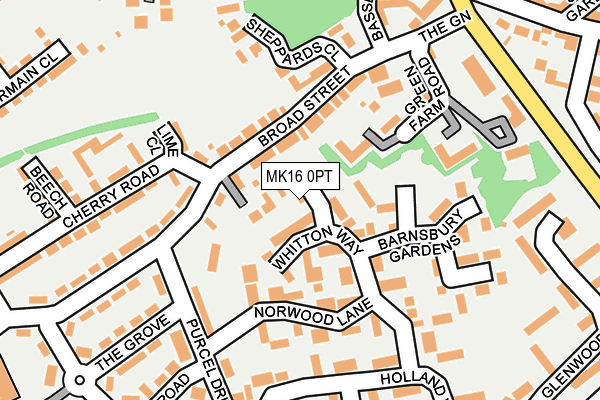 MK16 0PT map - OS OpenMap – Local (Ordnance Survey)