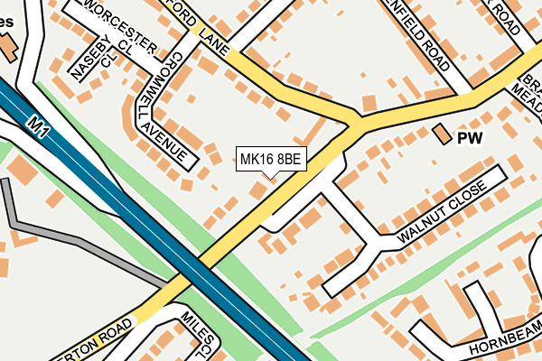 MK16 8BE map - OS OpenMap – Local (Ordnance Survey)