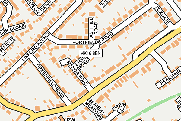 MK16 8BN map - OS OpenMap – Local (Ordnance Survey)