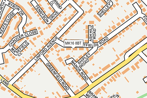 MK16 8BT map - OS OpenMap – Local (Ordnance Survey)
