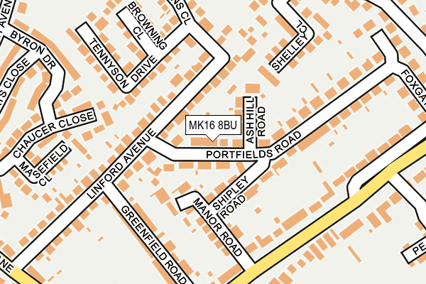 MK16 8BU map - OS OpenMap – Local (Ordnance Survey)