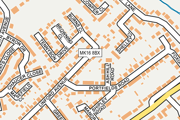 MK16 8BX map - OS OpenMap – Local (Ordnance Survey)