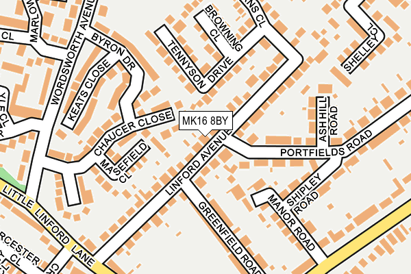 MK16 8BY map - OS OpenMap – Local (Ordnance Survey)