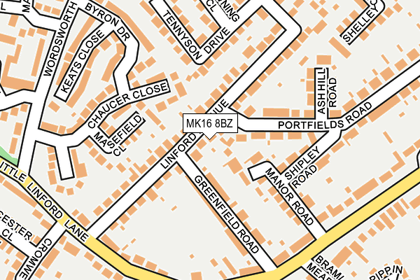 MK16 8BZ map - OS OpenMap – Local (Ordnance Survey)