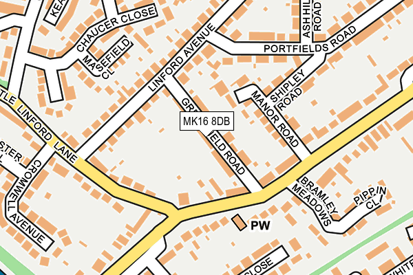 MK16 8DB map - OS OpenMap – Local (Ordnance Survey)