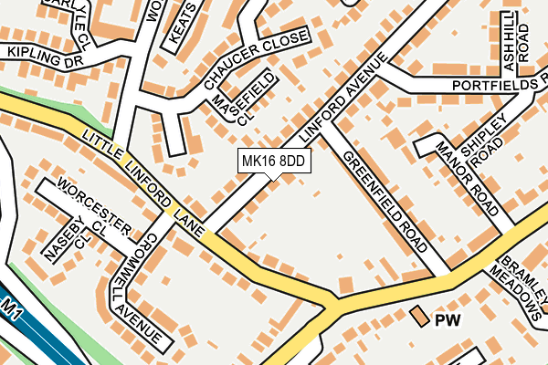 MK16 8DD map - OS OpenMap – Local (Ordnance Survey)