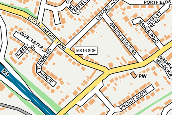 MK16 8DE map - OS OpenMap – Local (Ordnance Survey)