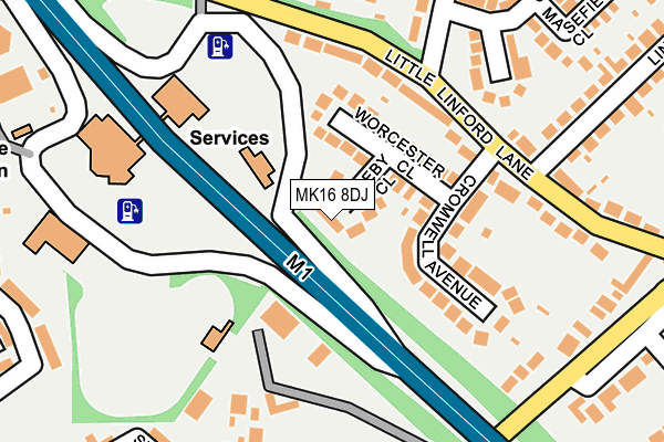 MK16 8DJ map - OS OpenMap – Local (Ordnance Survey)