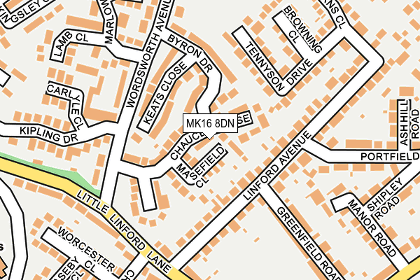 MK16 8DN map - OS OpenMap – Local (Ordnance Survey)