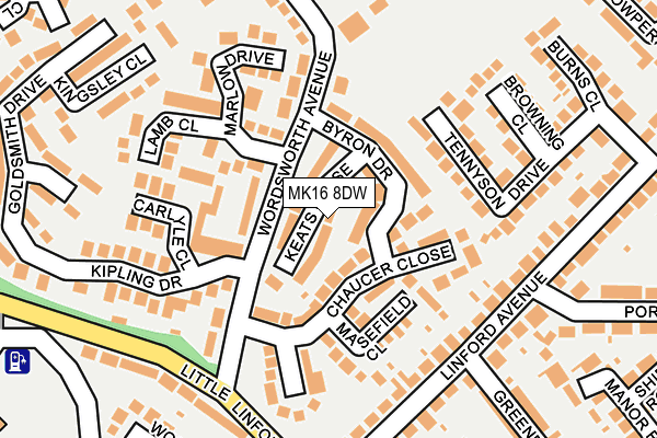 MK16 8DW map - OS OpenMap – Local (Ordnance Survey)