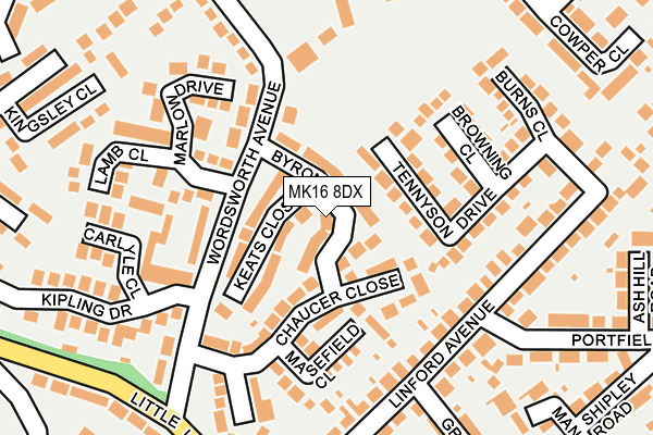 MK16 8DX map - OS OpenMap – Local (Ordnance Survey)