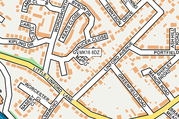 MK16 8DZ map - OS OpenMap – Local (Ordnance Survey)