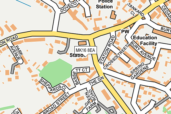 MK16 8EA map - OS OpenMap – Local (Ordnance Survey)