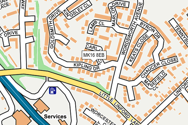 MK16 8EB map - OS OpenMap – Local (Ordnance Survey)