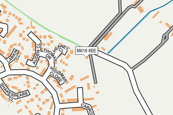 MK16 8EE map - OS OpenMap – Local (Ordnance Survey)