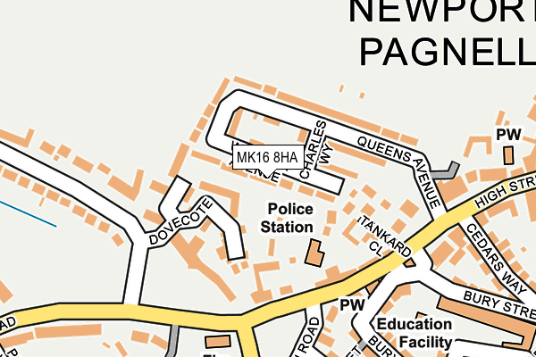 MK16 8HA map - OS OpenMap – Local (Ordnance Survey)