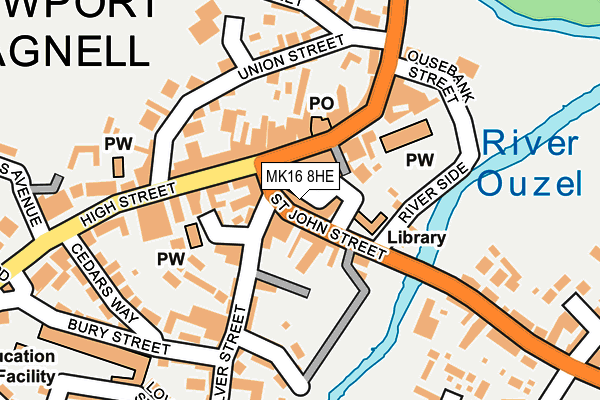 MK16 8HE map - OS OpenMap – Local (Ordnance Survey)