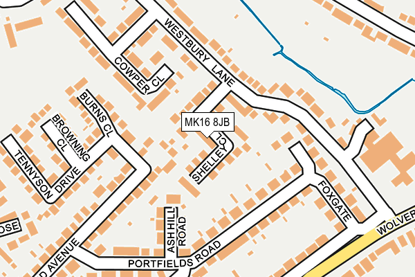 MK16 8JB map - OS OpenMap – Local (Ordnance Survey)