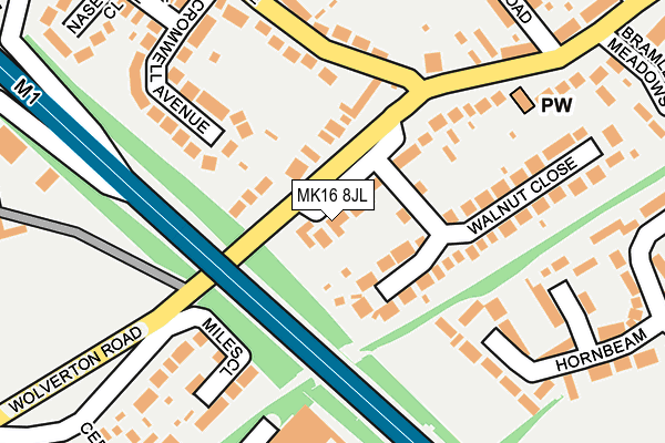 MK16 8JL map - OS OpenMap – Local (Ordnance Survey)
