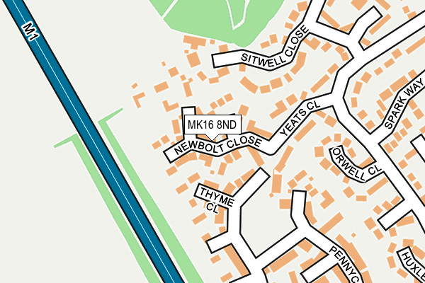MK16 8ND map - OS OpenMap – Local (Ordnance Survey)