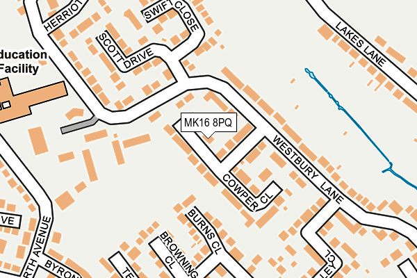 MK16 8PQ map - OS OpenMap – Local (Ordnance Survey)