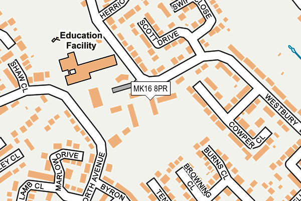 MK16 8PR map - OS OpenMap – Local (Ordnance Survey)