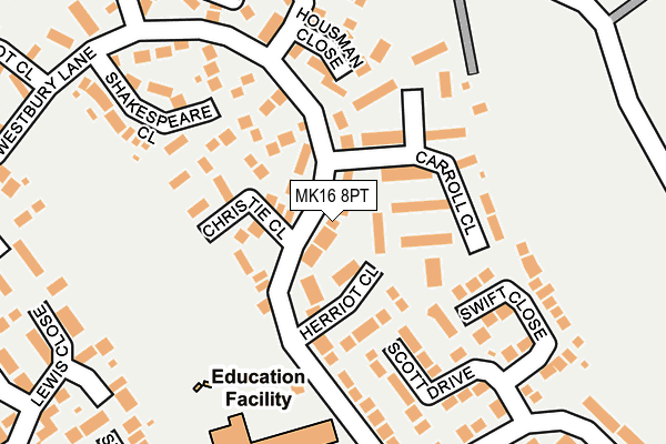 MK16 8PT map - OS OpenMap – Local (Ordnance Survey)