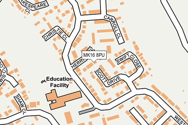 MK16 8PU map - OS OpenMap – Local (Ordnance Survey)