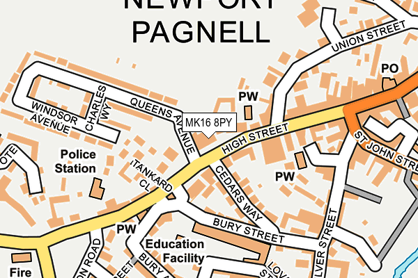 MK16 8PY map - OS OpenMap – Local (Ordnance Survey)