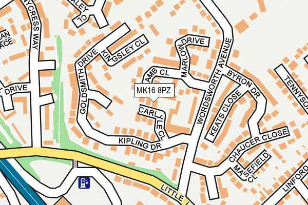 MK16 8PZ map - OS OpenMap – Local (Ordnance Survey)
