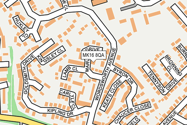 MK16 8QA map - OS OpenMap – Local (Ordnance Survey)