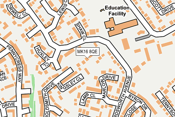 MK16 8QE map - OS OpenMap – Local (Ordnance Survey)