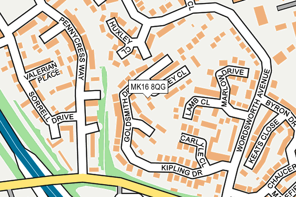 MK16 8QG map - OS OpenMap – Local (Ordnance Survey)