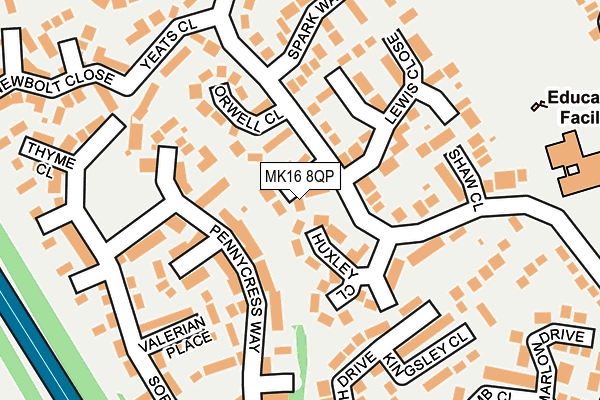 MK16 8QP map - OS OpenMap – Local (Ordnance Survey)