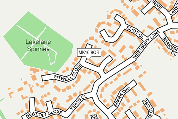 MK16 8QR map - OS OpenMap – Local (Ordnance Survey)