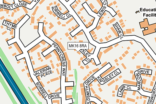 MK16 8RA map - OS OpenMap – Local (Ordnance Survey)