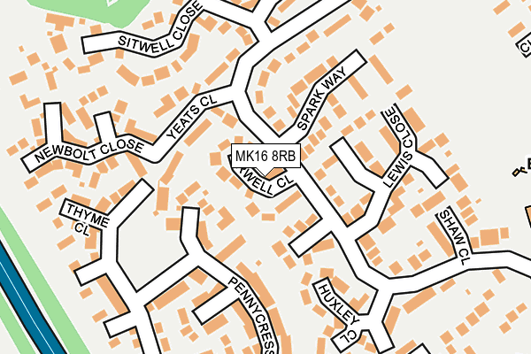 MK16 8RB map - OS OpenMap – Local (Ordnance Survey)