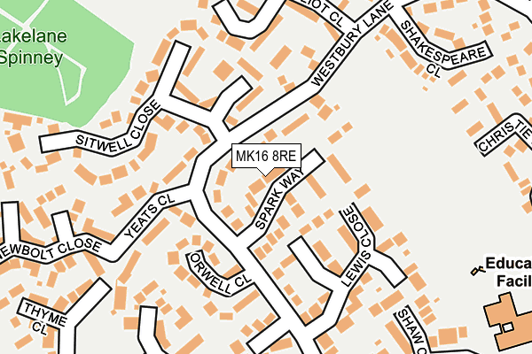 MK16 8RE map - OS OpenMap – Local (Ordnance Survey)