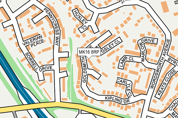 MK16 8RP map - OS OpenMap – Local (Ordnance Survey)