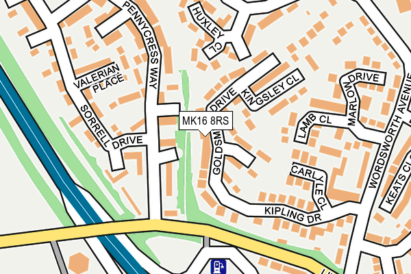 MK16 8RS map - OS OpenMap – Local (Ordnance Survey)