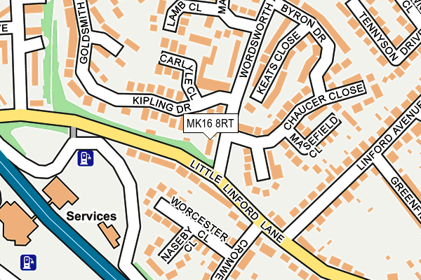 MK16 8RT map - OS OpenMap – Local (Ordnance Survey)