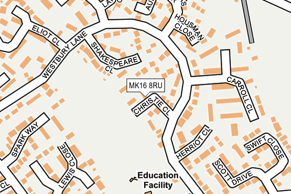 MK16 8RU map - OS OpenMap – Local (Ordnance Survey)