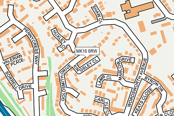 MK16 8RW map - OS OpenMap – Local (Ordnance Survey)
