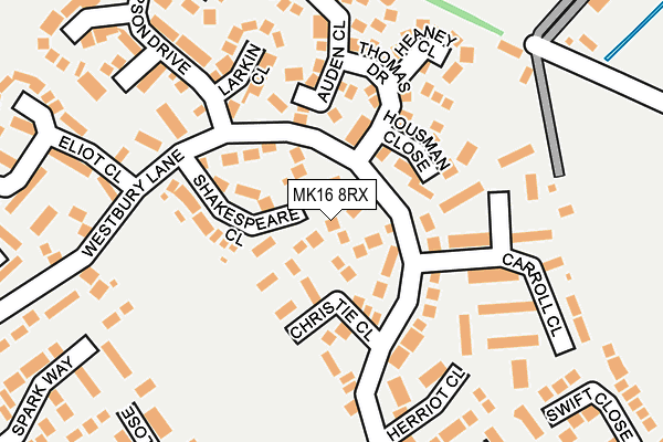 MK16 8RX map - OS OpenMap – Local (Ordnance Survey)